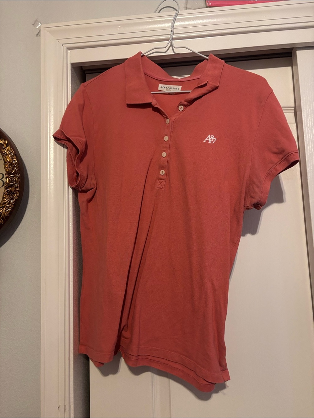 Aeropostale Women’s Coral-Red Polo Shirt